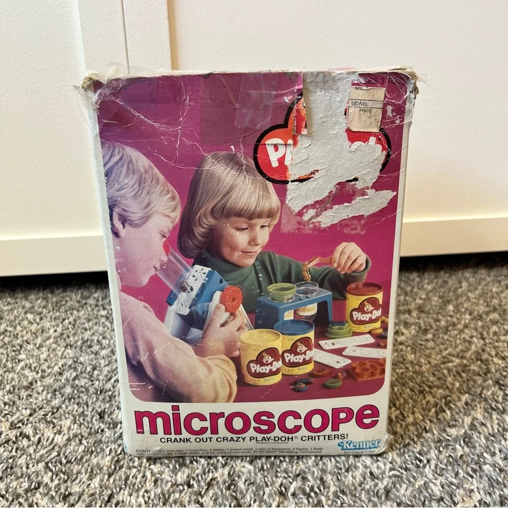Play-doh Vintage 1980 Microscope Crank Out Crazy Critters In Box Set Kenner‎